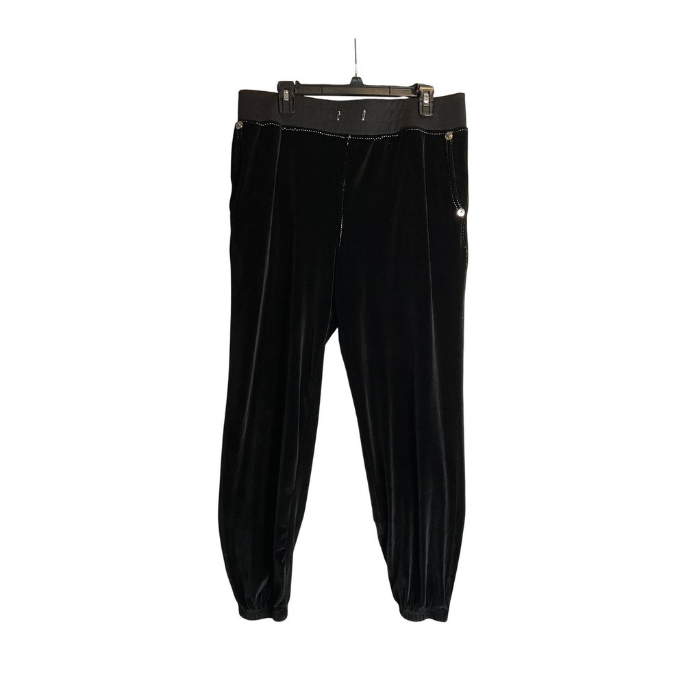 True Religion Velour Big T Jogger Contrast Stitching Black Casual Streetwear L